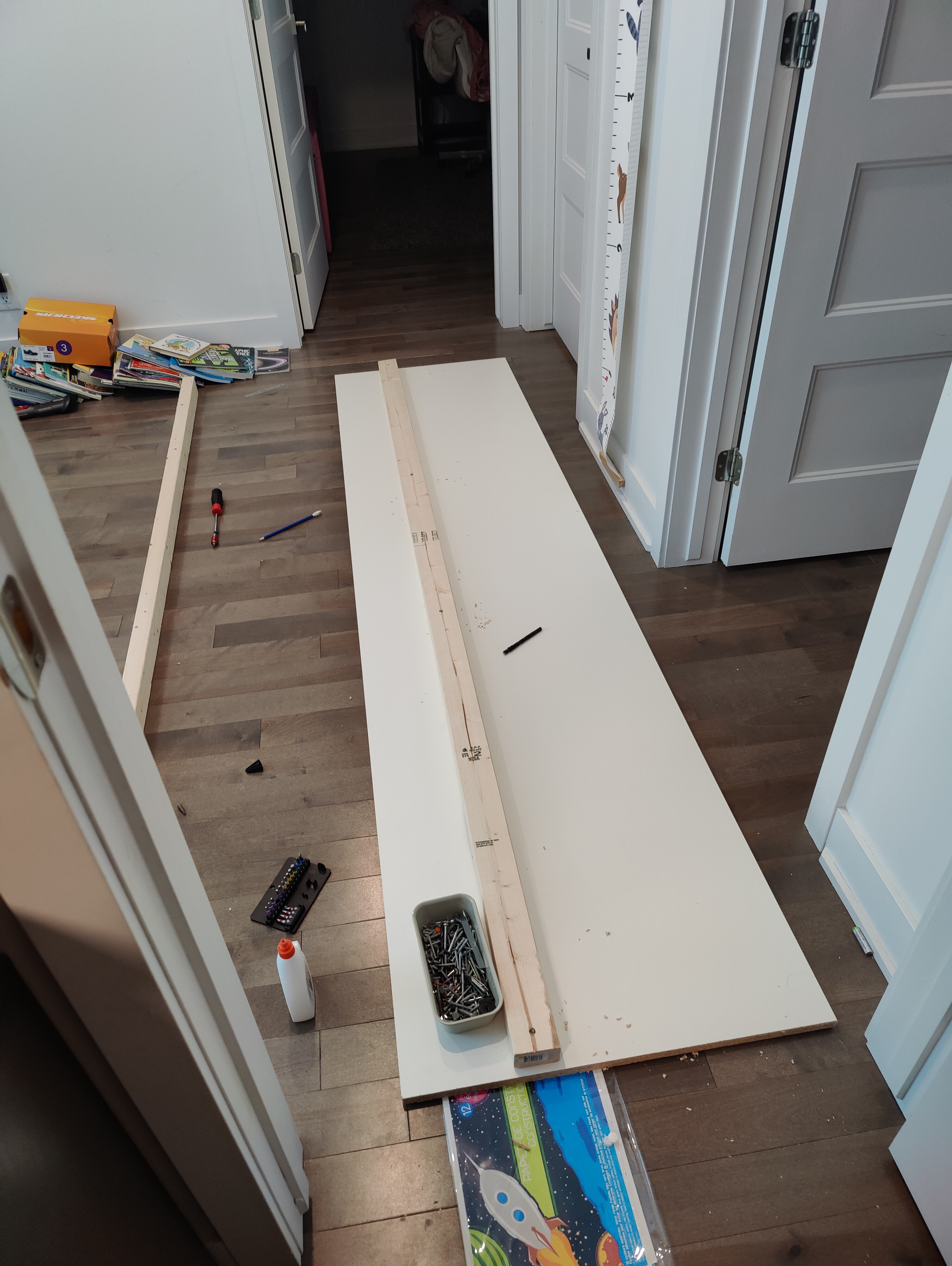 Desk during construction