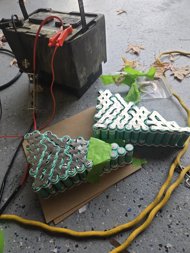 Spot welding the new battery packs