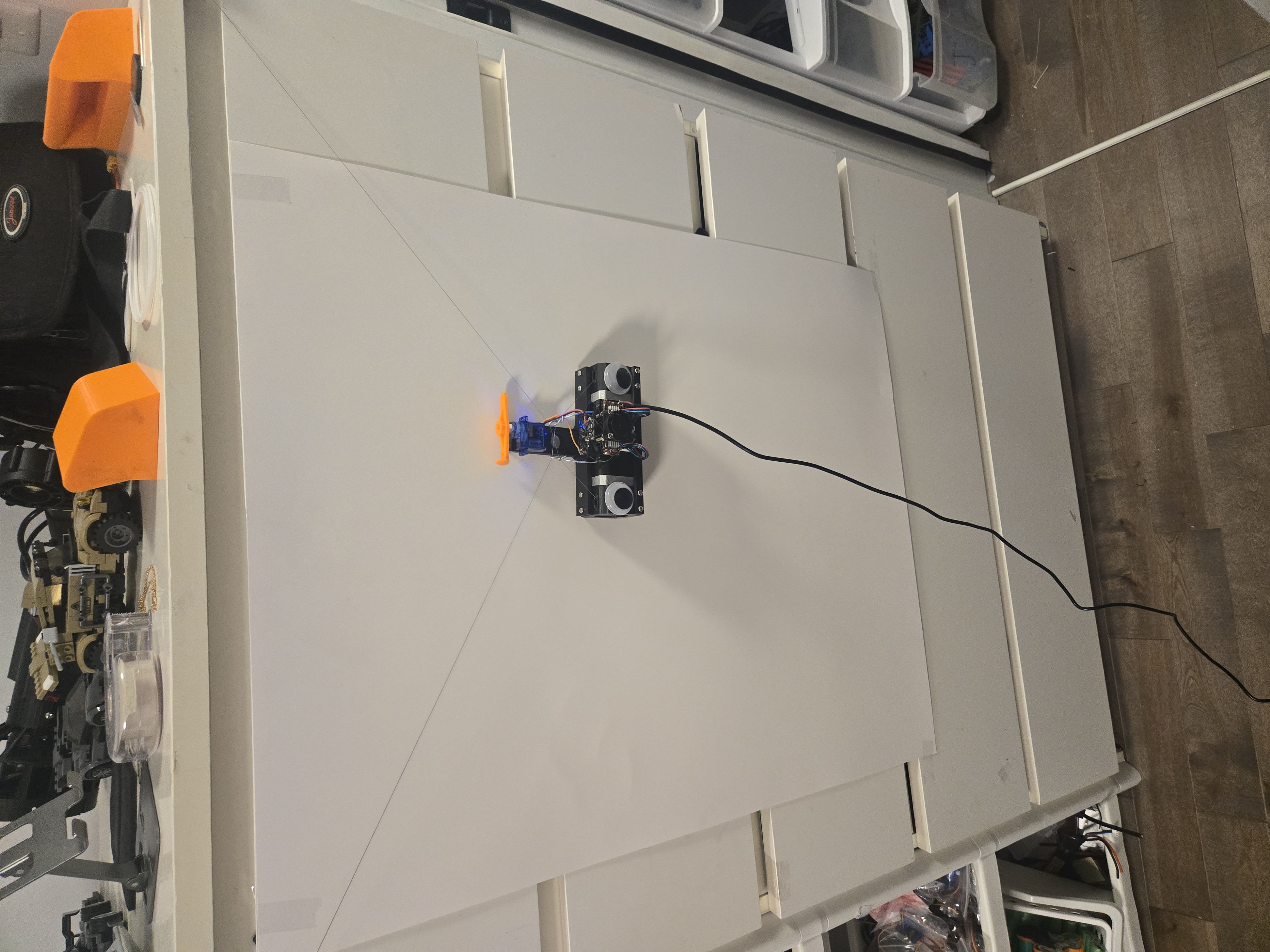 V plotter running on a wall testing cartesian movements