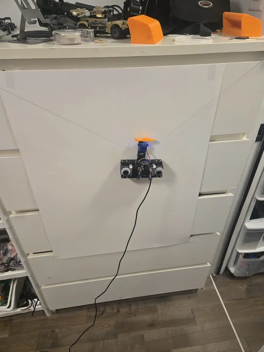 V plotter running on a wall testing cartesian movements